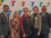 Y President & CEO Laurie Goganzer (center) and Chief Volunteer Officer Michael A. Wright with YMCA recipients of social good awards (L to R)  Ritesh Shah, Kelly Ellis-Foster and Suzanne Dyer.