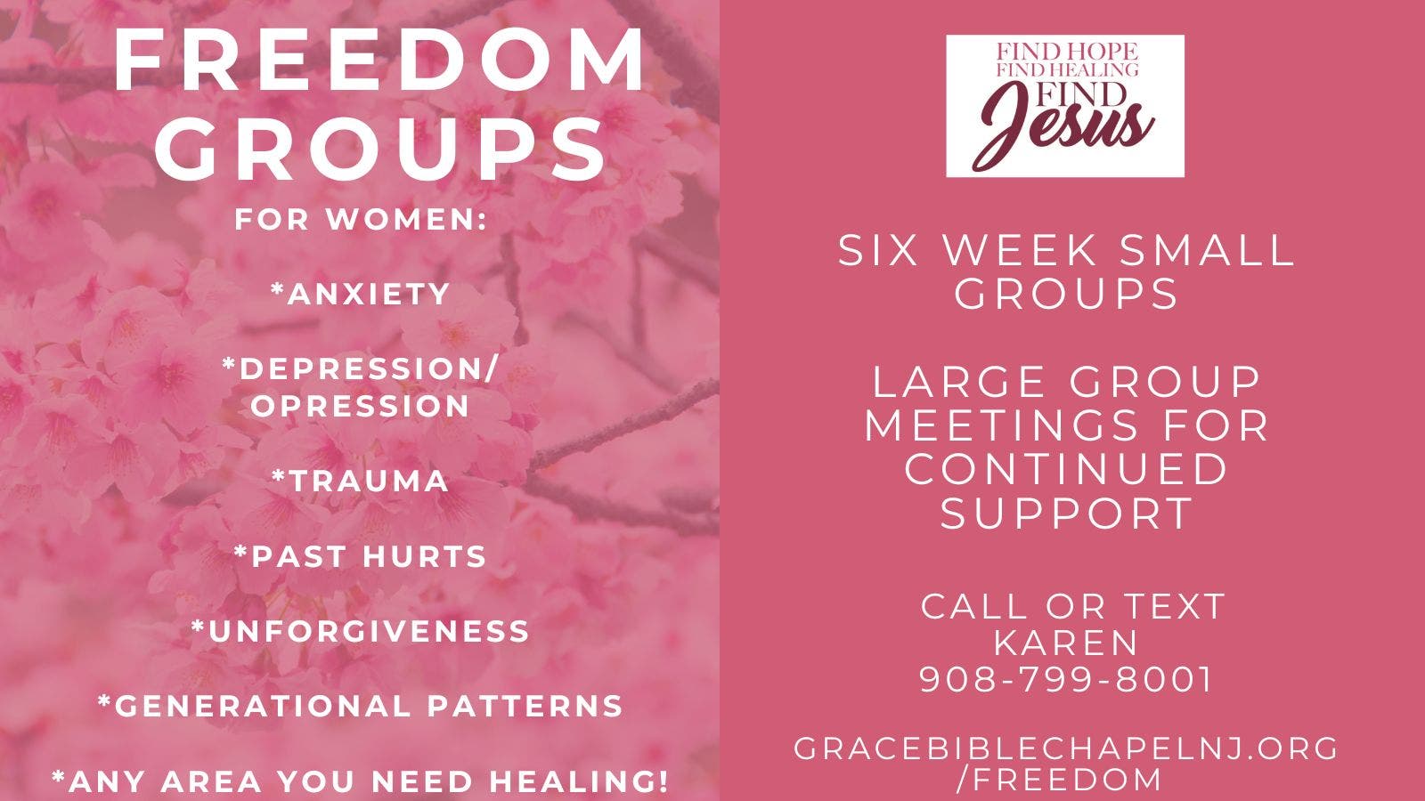 Freedom Groups for Women- new groups forming this fall!