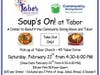 Tabor Church's Soup's On Dinner and Soup Sale Fundraiser returns February 21