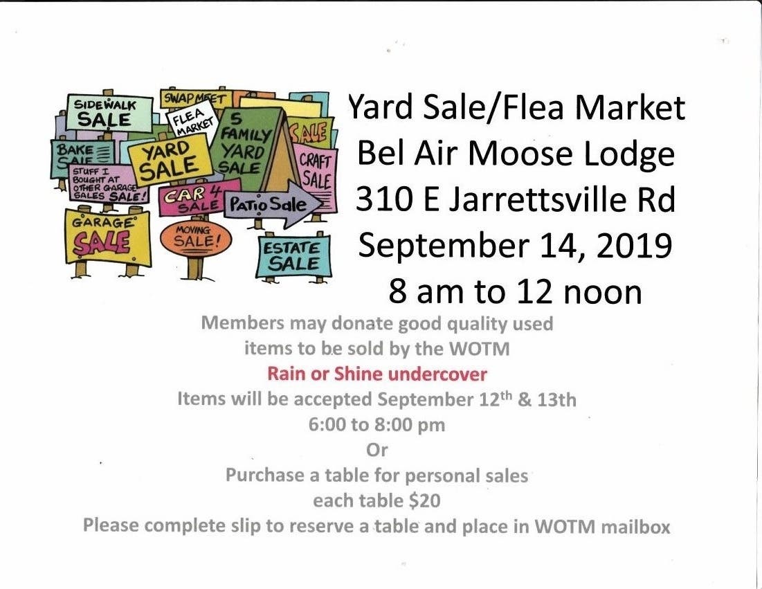 Bel Air Moose Lodge 1952 Annual Yard Sale Bel Air,