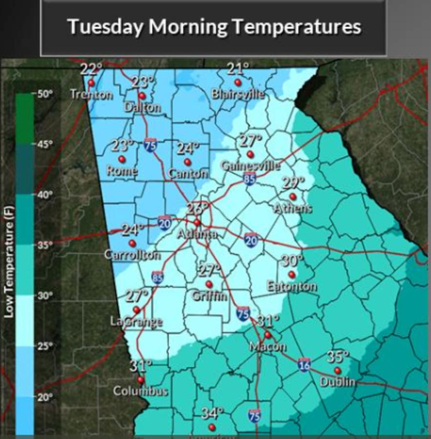 Metro Atlanta Under Freeze Warning Monday PM, Tuesday AM | Atlanta, GA ...