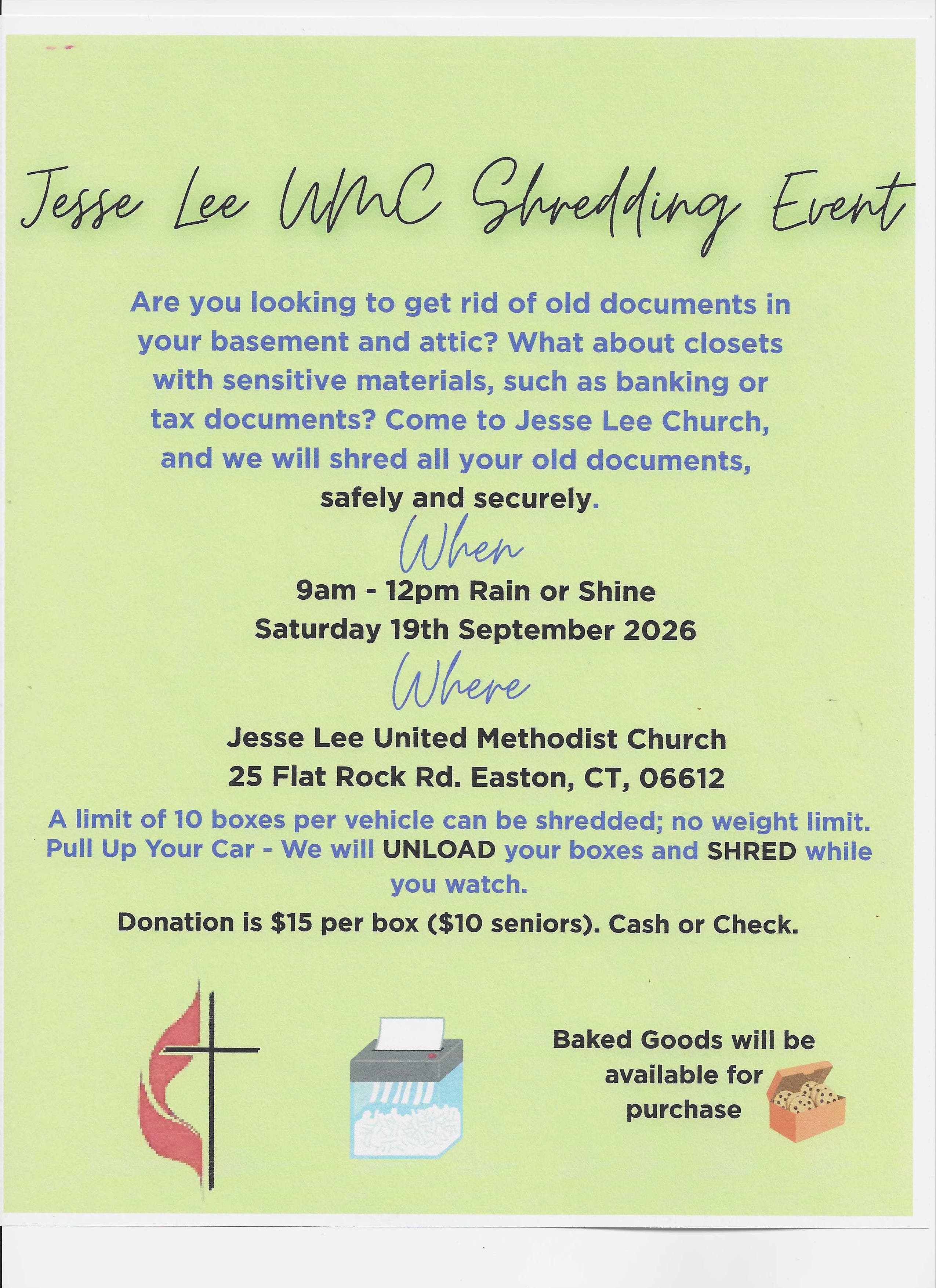 JESSE LEE UMC Semi-Annual Document Shredding Event 