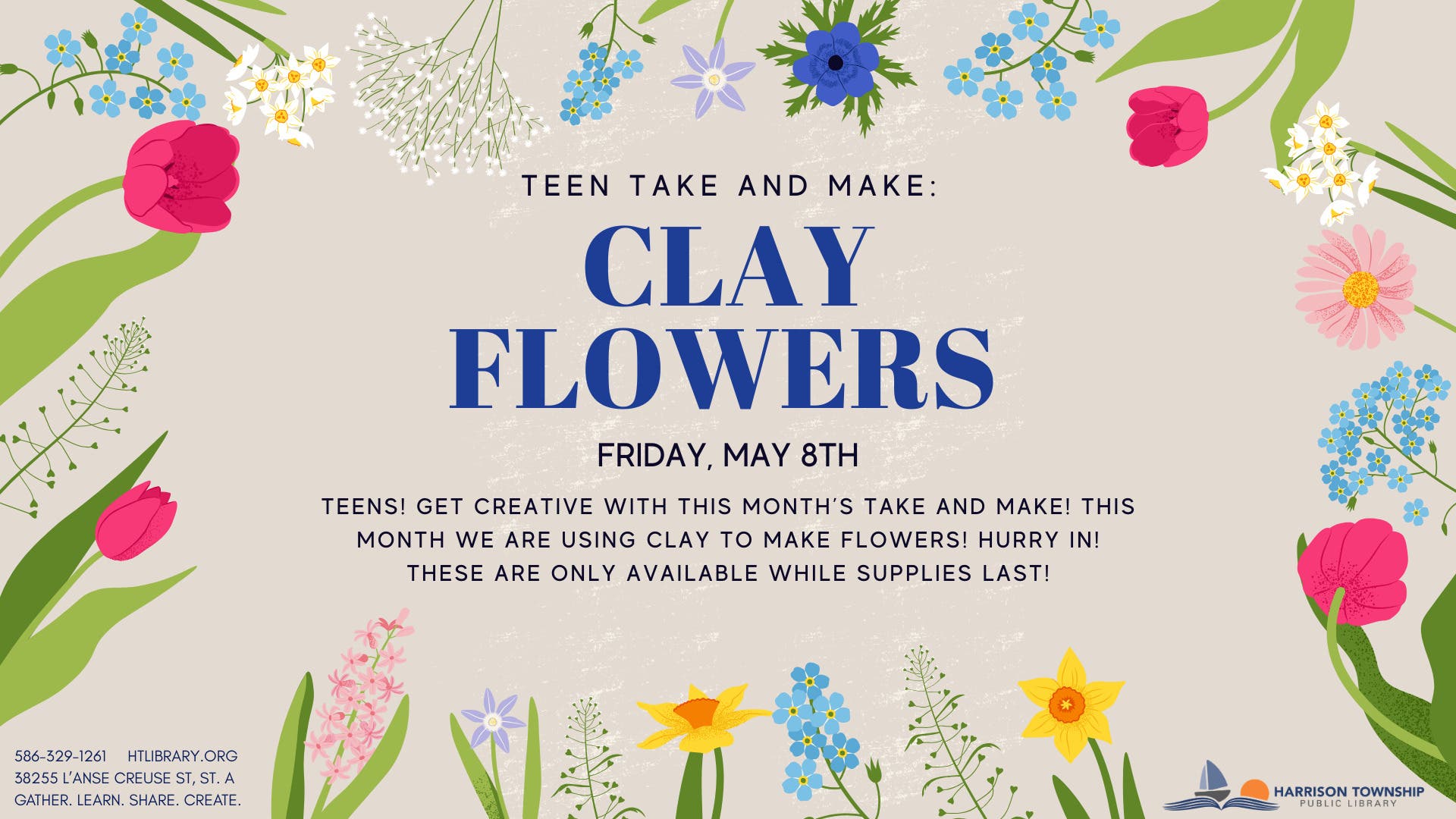 Teen Take & Make Craft: Clay Flowers