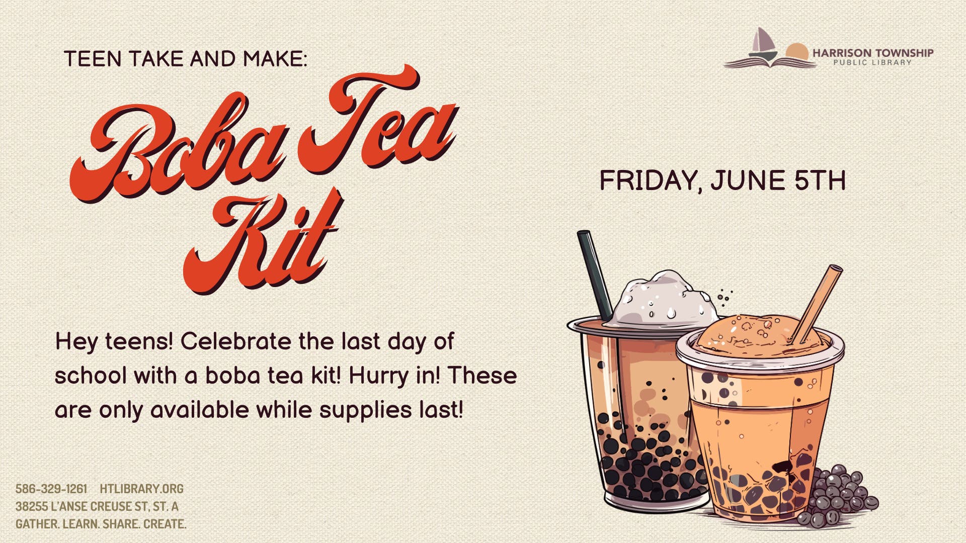 Teen Take & Make: Boba Tea Kit