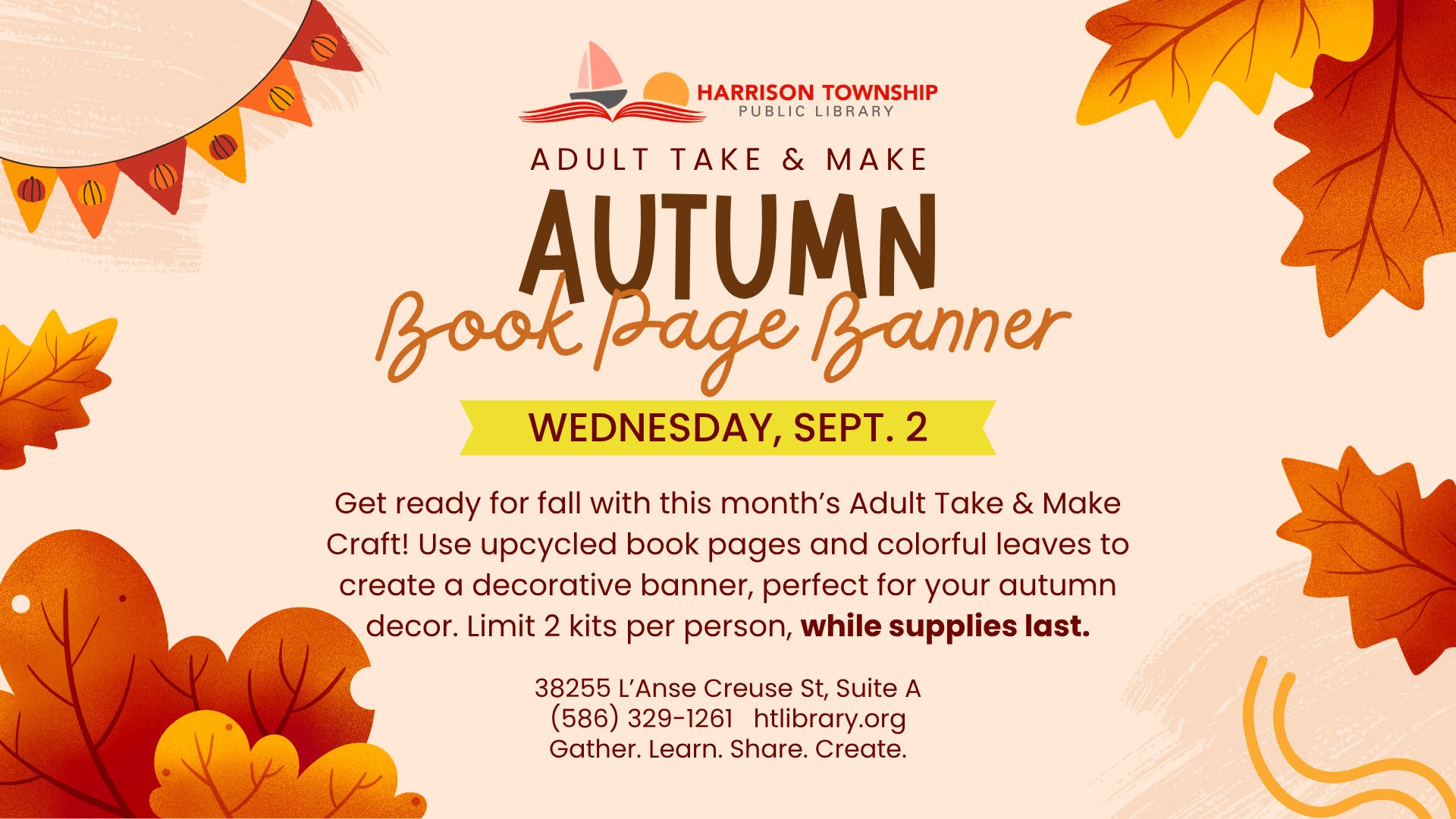 Adult Take & Make Craft: Autumn Book Page Banner