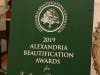 2019 Alexandria Beautification Awards welcome sign.