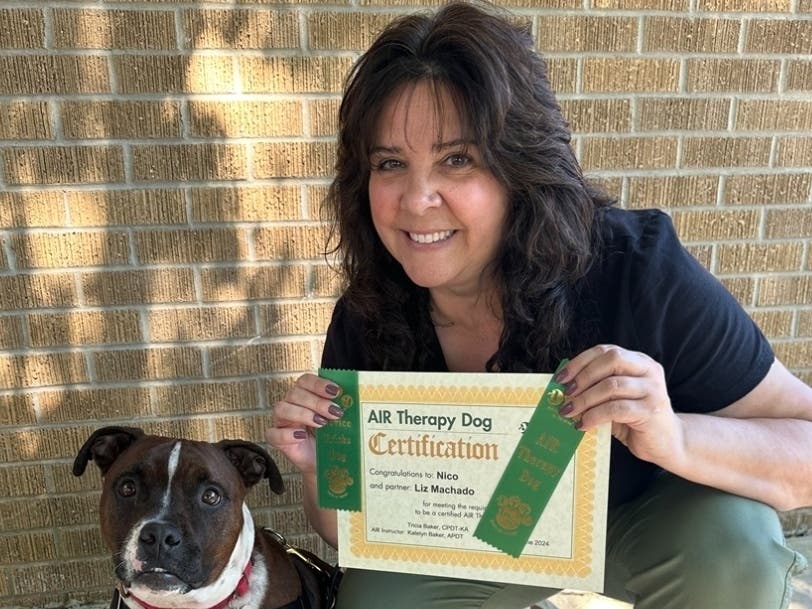 Liz Machado and her AIR-Certified Therapy Dog Nico