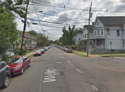 A view down Welton Street in the city of New Brunswick.