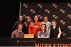 Kassidy is pictured with her family and Middletown North coaches Tiffany Kenney (bowling) and Trish Misciagna (soccer).