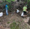 The team hard at work Wednesday.