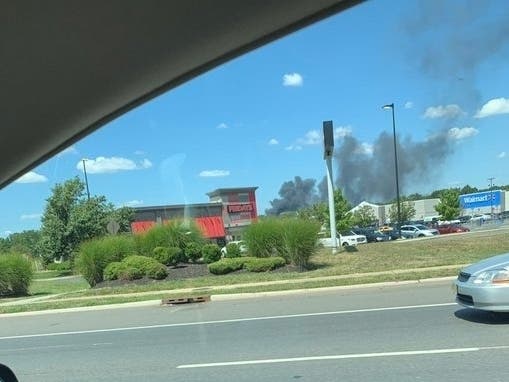 A driver on Rt. 1 took this photo of smoke from the fire Monday.