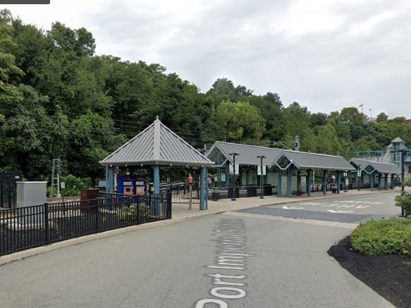 The Port Imperial Light Rail station in Weehawken, where a woman was fatally hit Monday night.