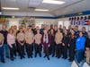 From left: Zilinski, Burry, center, with students from the Marine Academy of Science and Technology (MAST).