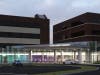 A nighttime view of the main lobby pavilion at Raritan Bay Medical Center Old Bridge.