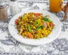 Try their madjara, an Israeli dish of lentils and rice topped with onions.