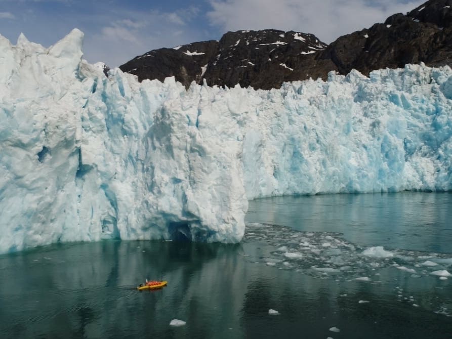 It can be dangerous for ships or humans to get close to glaciers because of ice "calving," which is when falling slabs of ice break off and spawn huge waves. So robotic kayaks were used.