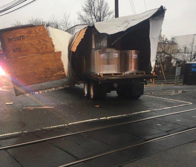 This photo shows the damaged truck Tuesday morning.