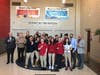 Hudson Regional EMS Chief Kristin Hyman, Mayor Michael Gonnelli, Councilmen James Clancy, John Gerbasio and William McKeever with Secaucus High School and middle school kids.