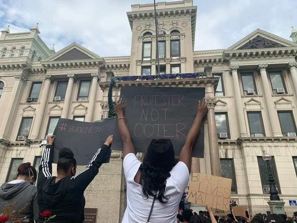 A photo from the protest in front of Jersey City City Hall last Tuesday, June 2.