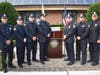 Pictured at Aberdeen’s Sept. 16 swearing-in ceremony are (l. to r.): Patrolman Thomas Wagner, Patrolman Liam Gallagher, Patrolman Andrew Gioia, Sergeant Raymond Campbell, Lieutenant Craig Hausmann, Captain Matthew Lloyd, and Deputy Chief Alan Geyer.