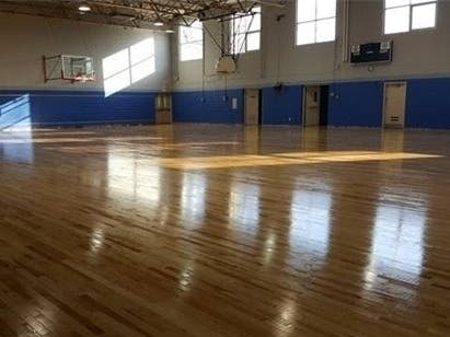 The new floor in the Croydon Hall gymnasium.
