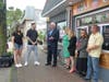 The grand opening of Holy Cow Donuts & Ice Cream at 114 Main Street: Owner Gabriella Velona, Michael Apito, owner of Main Street Barber Shop, Mayor McCormac, Karen Barnes, Woodbridge Chamber of Commerce, Caroline Ehrlich, Marta Lefsky and Brian Small.