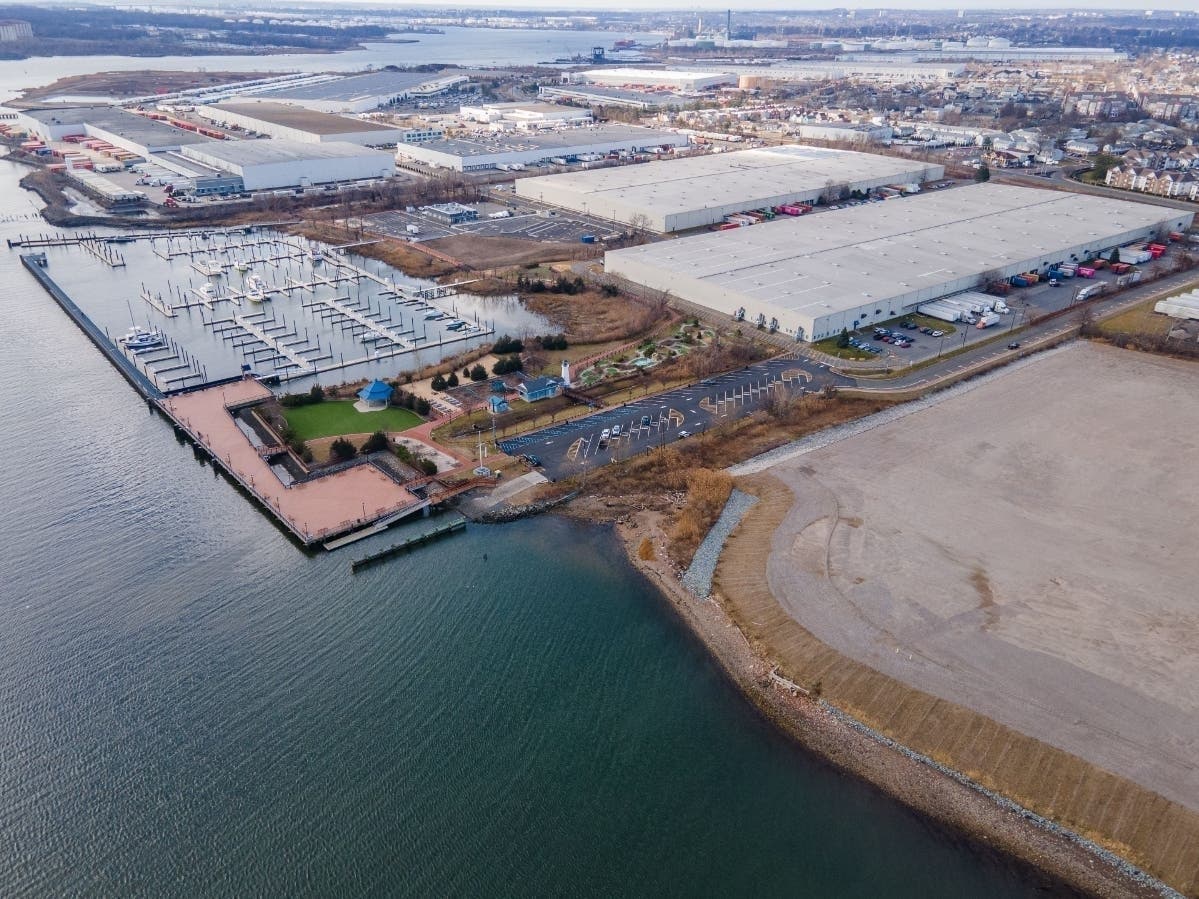 Where the Carteret ferry terminal would be located, next to Carteret Waterfront Park on the Arthur Kill.