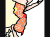 CDC map of New Jersey from July 25 - Aug. 1. Red means high transmission, orange means substantial and yellow means moderate.