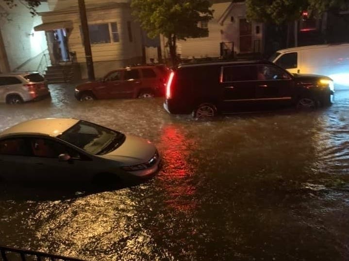 Flooding on Centre Avenue at 10 p.m. last Wednesday.