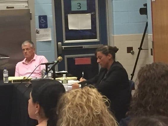 Secaucus superintendent Jennifer Montesano, in black, in a 2019 BOE meeting.