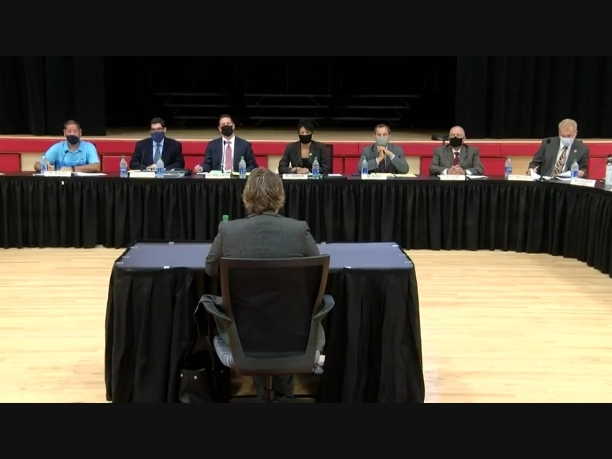 The Chartwells representative before the Woodbridge school board on Sept. 23.