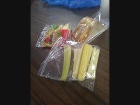This Sept. photo taken by a Woodbridge public school student showed celery and apple slices that were brown and mushy.
