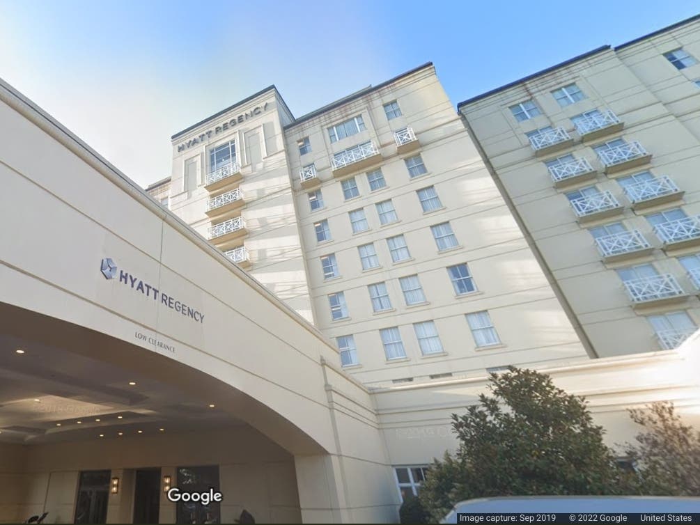 The Hyatt Regency Long Island hotel in Hauppauge, NY where Keating fell.