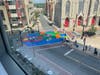 The chalk mural was created at the intersection of George Street and Livingston Avenue, next to Monument Square Park and the Heldrich Hotel.