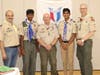 Assistant Scout Master Pablo Saravia, Eagle Scout Abhi Pendyala, Middletown Boy Scout Troop #140 Scoutmaster Don Antenucci, past Eagle Scout Shashank Chalamalasetty and Assistant Scout Master Jon Drew.