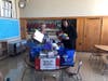 Ocean Avenue Elementary principal Cynthia Wilson and secretary Wendy Dunleavy with back-to-school donations last week.