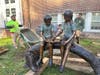 The statue now up outside River Plaza. It was unveiled Thursday in a ceremony.