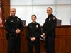 Newly hired Woodbridge police officers George Awad, Meghan Lyons and Cristian Lazaro Minsal.