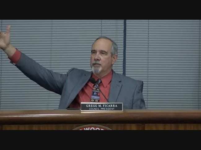 At the Feb. 7 meeting, Woodbridge Council President Gregg Ficarra defends approving a 30-year PILOT for Woodmont at MetroPark.