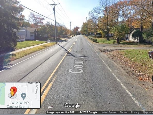 A view down Palmer Avenue where the garage fire and rescue occurred Monday night.