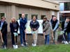 The groundbreaking on the children's garden was Wednesday: From left, Library Board of Trustees President Robert Phelan, Library Director Heather Andolsen, Mayor Tony Perry, Alexis Truillo-Graham, Joyce's sister Mary Ann Scotti, Kevin and Kyle Murphy.
