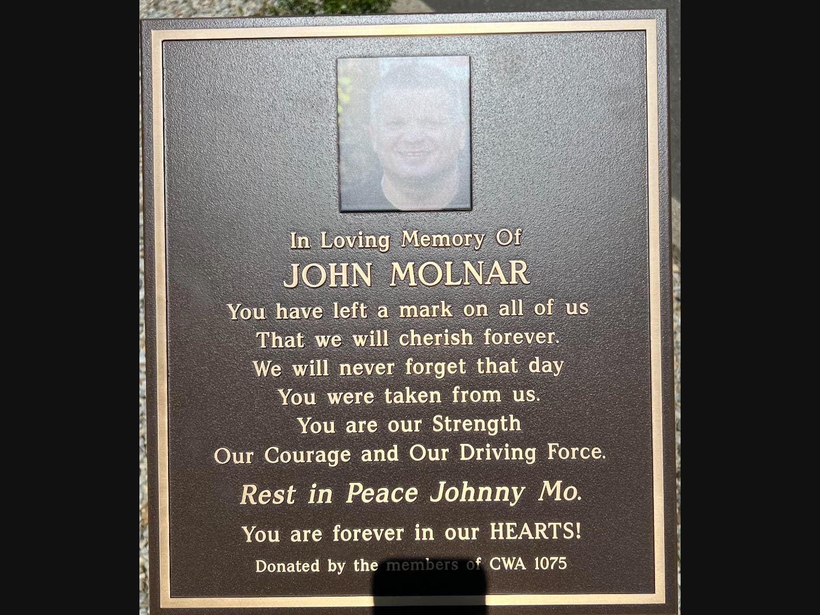 This plaque is now up at the main entrance to the Township of Middletown Sewerage Authority, on Beverly Way in Belford.