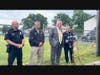 From left: Woodbridge Police officer Robert "RJ" McPartland, Police Director Robert Hubner, Mayor John McCormac and DPW Director George Brew.