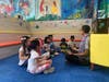 The kids learned how to balance books on their heads for good posture and spinal alignment.