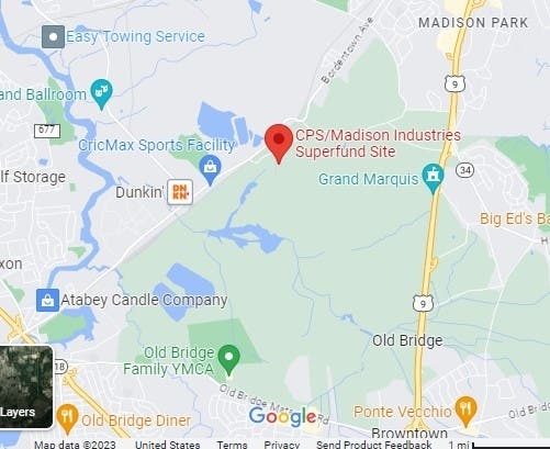 Where the Madison Superfund site is, on Bordentown Avenue in Old Bridge.