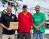 Woodbridge Police Officer Robert "RJ" McPartland, Woodbridge American-Irish Association president Ben Campbell and Joe Sawyer.