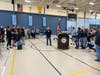 Dennis Zilinski speaking to crowd. He is the father of Lt. Dennis Zilinski, the Middletown native and CBA grad who was killed by a roadside bomb in Iraq in 2005, while he was deployed there with the U.S. Army.
