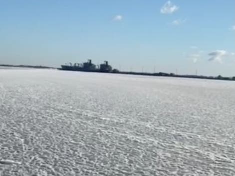 A Seastreak ferry commuter provided this video of frozen Raritan Bay on Jan. 30, 2026.