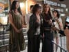 Taylor Ortega, Laurie Metcalf, Elizabeth Perkins and Abby Quinn on set at the Union Police headquarters.