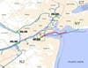The red line is where Williams wants to build the new natural gas pipeline. The pipeline will enter the bay in Cliffwood Beach and terminate in Rockaway, Queens.
